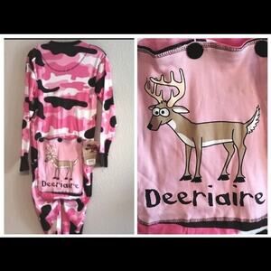 NEW Lazy One Pink Camo Deeriare 1 Piece Footless Trap Door Union Suit Unisex S